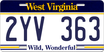 WV license plate 2YV363