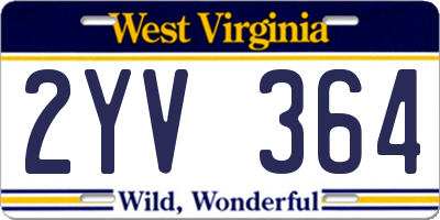 WV license plate 2YV364