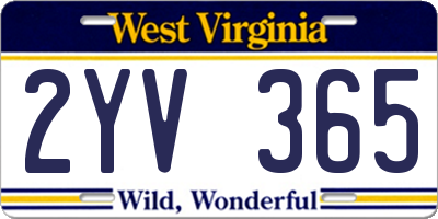 WV license plate 2YV365