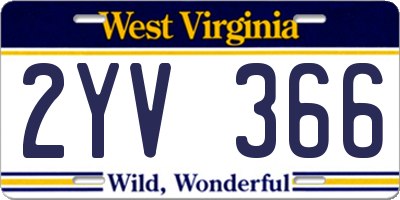 WV license plate 2YV366