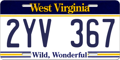 WV license plate 2YV367