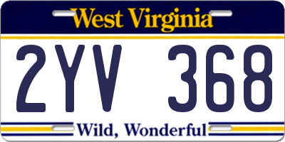 WV license plate 2YV368