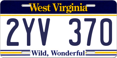 WV license plate 2YV370
