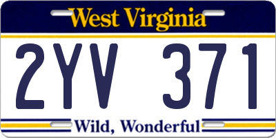 WV license plate 2YV371