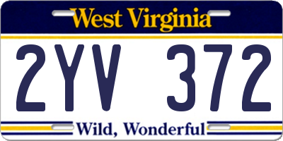 WV license plate 2YV372