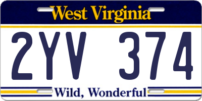 WV license plate 2YV374