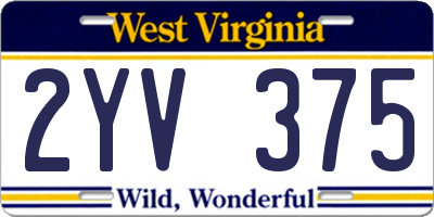 WV license plate 2YV375