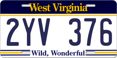 WV license plate 2YV376