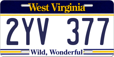 WV license plate 2YV377