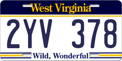 WV license plate 2YV378