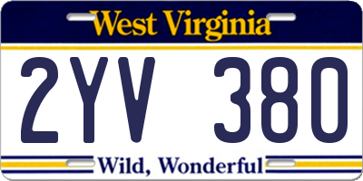 WV license plate 2YV380