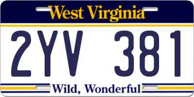 WV license plate 2YV381