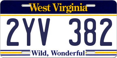 WV license plate 2YV382