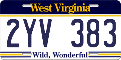 WV license plate 2YV383