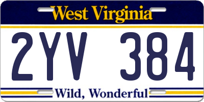 WV license plate 2YV384