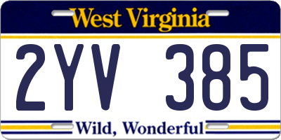 WV license plate 2YV385