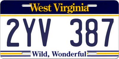 WV license plate 2YV387