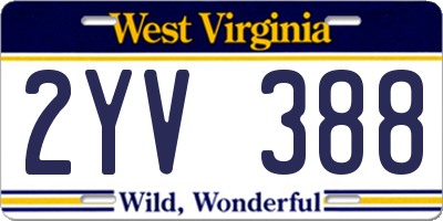WV license plate 2YV388