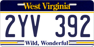 WV license plate 2YV392