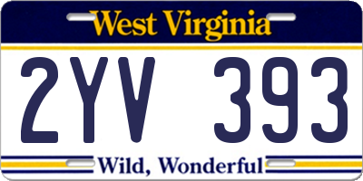 WV license plate 2YV393