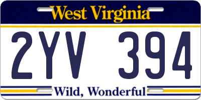 WV license plate 2YV394