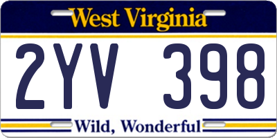 WV license plate 2YV398
