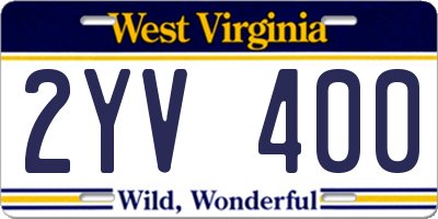 WV license plate 2YV400