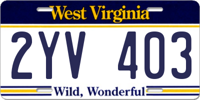 WV license plate 2YV403