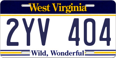 WV license plate 2YV404
