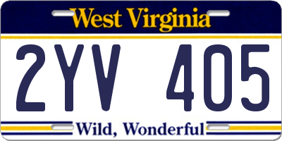 WV license plate 2YV405