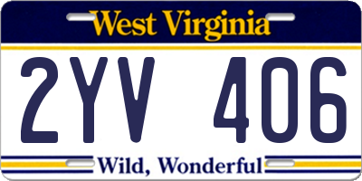 WV license plate 2YV406