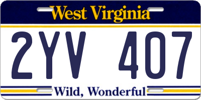 WV license plate 2YV407