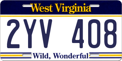 WV license plate 2YV408