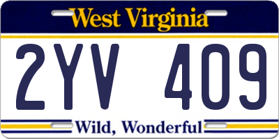 WV license plate 2YV409