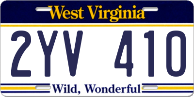 WV license plate 2YV410