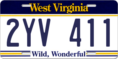 WV license plate 2YV411