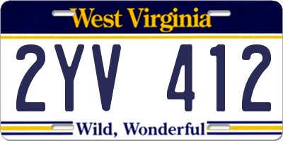 WV license plate 2YV412