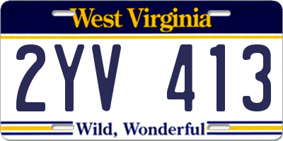 WV license plate 2YV413