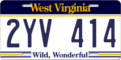 WV license plate 2YV414
