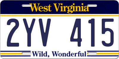 WV license plate 2YV415