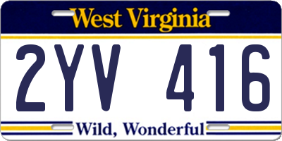 WV license plate 2YV416