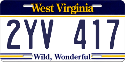 WV license plate 2YV417