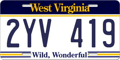 WV license plate 2YV419