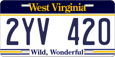 WV license plate 2YV420