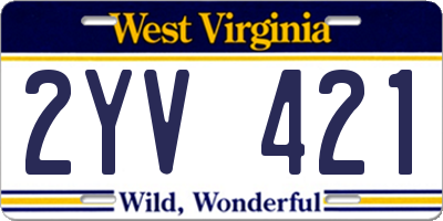 WV license plate 2YV421