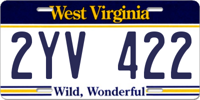 WV license plate 2YV422