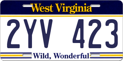 WV license plate 2YV423