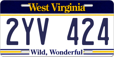 WV license plate 2YV424