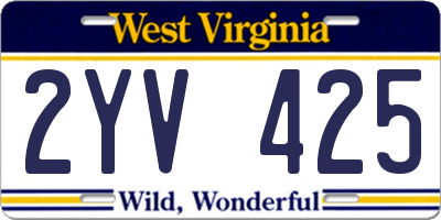 WV license plate 2YV425