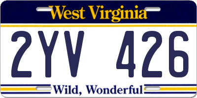 WV license plate 2YV426